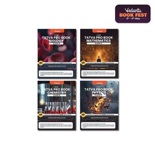 Vedantu Tatva Pro Question Bank Book CBSE Class 9 Set of 4 Books | Mathematics , Physics, Chemistry, Biology | Chapterwise - Topicwise Theory and Previous Year Questions | Free CBSE Class 9 Year Long Recorded Course